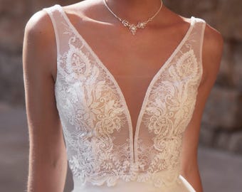 Haut de mariée en dentelle ivoire - Haut de mariée bohème pour cérémonie civile et mariage | Alternative à la robe de mariée