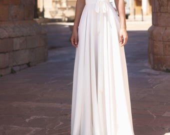 Gonna da sposa lunga a portafoglio in chiffon avorio – Linea ad A – Gonna da sposa Mix & Match, gonna per cerimonia civile, gonna da sposa boho, gonna da sposa moderna