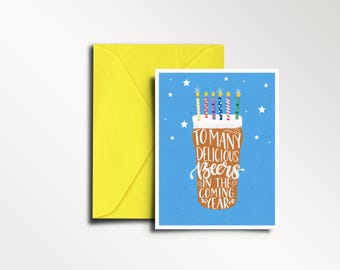 Beer Birthday Card, Cheers, Card for Friend