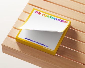 Funny Notepad Memo Pad Sticky Notes – "Oh For F*ck's Sake" Sarcastic Office Gift
