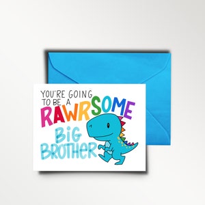 Rawrsome Big Brother (or Big Sister) Card | new baby, big sibling card