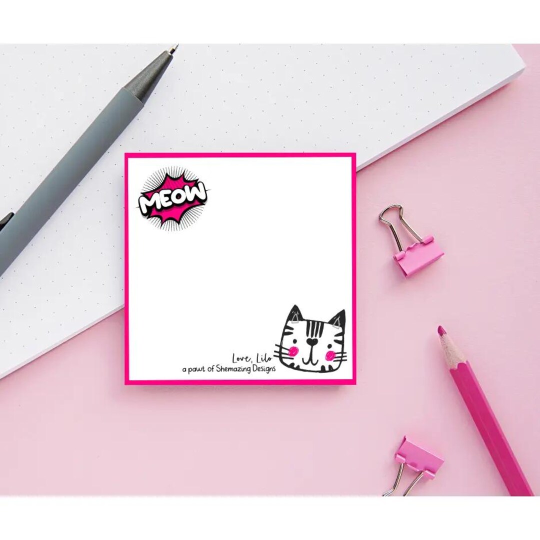 Cat Notepad Memo Sticky Notes Meow - Etsy