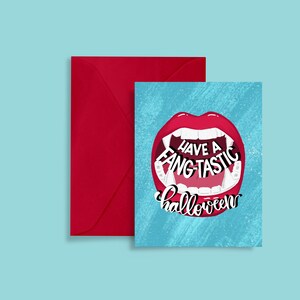 Funny Halloween Greeting Card - &#39;Have a Fang-Tastic Halloween&#39; | Snarky and Witty Design | Blank Inside for Your Personal Message