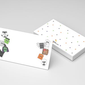 Mini Notes/Tiny Notecards - Halloween Monsters Flat Cards - Lunch Notes - Enclosure cards - Gifts for Her