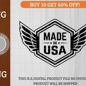 Tillverkad i USA - Patriotisk vingardesign | Lasergravering | Kläder och accessoarer | SVG PNG-klippfil