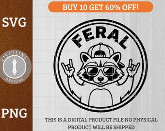 Feral Raccoon - Cool Raccoon Design | Laser Engraving | Apparel & Accessories | SVG PNG Cut File
