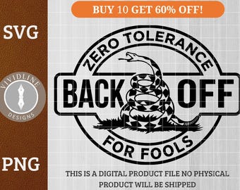 Zero Tolerance For Fools SVG PNG Rattlesnake Circular Badge Design Western Attitude Laser Engraving File Cricut Cut File