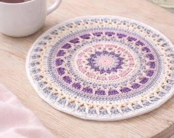Crochet Mandala Doily Pattern PDF, Round Lace Table Mat, Boho Crochet Mandala Decor, Instant Download, US Terms
