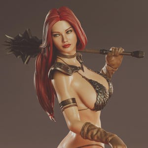 Red Sonja Statue: Hand-Painted 3D Printed Fan-Crafted Collectible