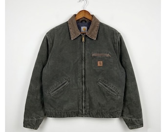 Vintage Carhartt J97 Detroit Jacket Moss Green | Classic Canvas Workwear | Retro Unisex Coat