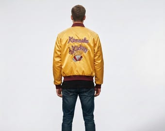 Chaqueta bomber de satén Kickers de Kenosha / Ropa de abrigo universitaria estilo película retro