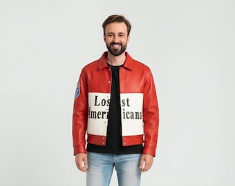 Chaqueta inspirada en el programa MGK Tonight Show – Abrigo de cuero estilo streetwear de Lost Americana