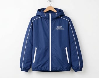 Chaqueta de natación azul Keep hecha a mano inspirada en BTS / Sudadera con capucha inspirada en Jungkook