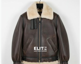 Leon Kennedy RE4 Jacket | Brown B3 Bomber Shearling Leather Aviator Gaming Cosplay