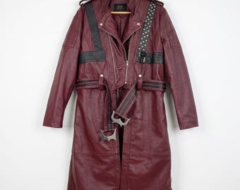 Abrigo largo de cuero rojo de Dante de DMC 3 / Disfraz de cosplay de Devil May Cry, chaqueta para videojuegos