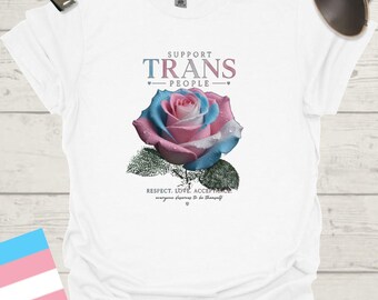 Transgender Flag Rose Unisex Tee — Support, Respect & Love