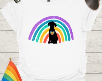 Unisex Pride T-Shirt - LGBT Pride Black Dog Rainbow