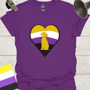 Nonbinary Pride T-Shirt Heart Dog Design