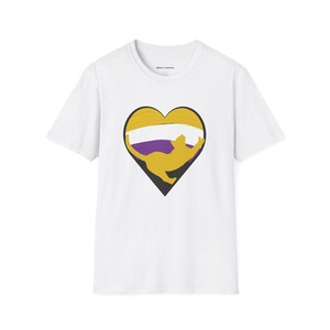 Nonbinary Pride T-Shirt Heart Cat Design