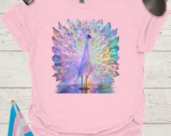Trans Pride Peacock Unisex T-Shirt | Trans Colors Peacock Design