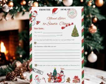 Santa Letter Printable – Official Letter from Santa – North Pole Letter – Christmas Printable for Kids – Instant Download-(English Version)