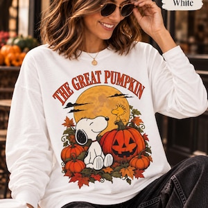 Snoopy Long Sleeve Shirt, The Great Pumpkin Halloween Comfort Colors Shirt, Snoopy Pumpkin Patch Tee, Vintage Halloween Tee, Spooky Season