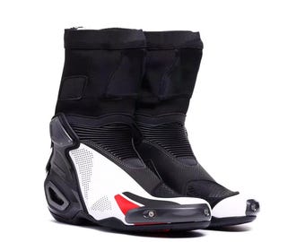 Botas de moto de cuero hechas a mano, calzado para montar en moto para hombre