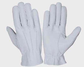 Guantes de piel de cordero blanca para hombre, guantes de moda para chófer.