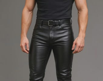 Handmade Sheepskin Leather Biker Pants – Gothic Streetwear Trousers