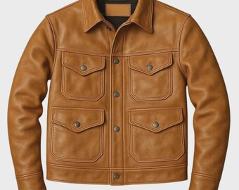 Chaqueta de piel de vacuno estilo militar vintage - Abrigo de invierno para hombre