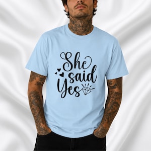 She Said Yes T-Shirt | Engagement Ring Script Design, Bridal Shirt | Wedding