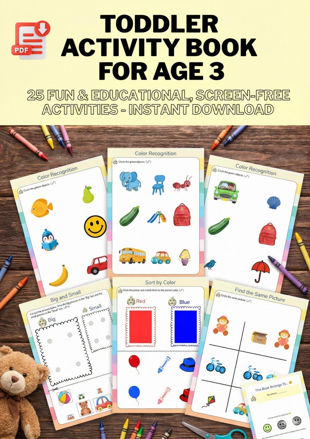 Toddler Activity Book | Preschool Learning Activities | Printable