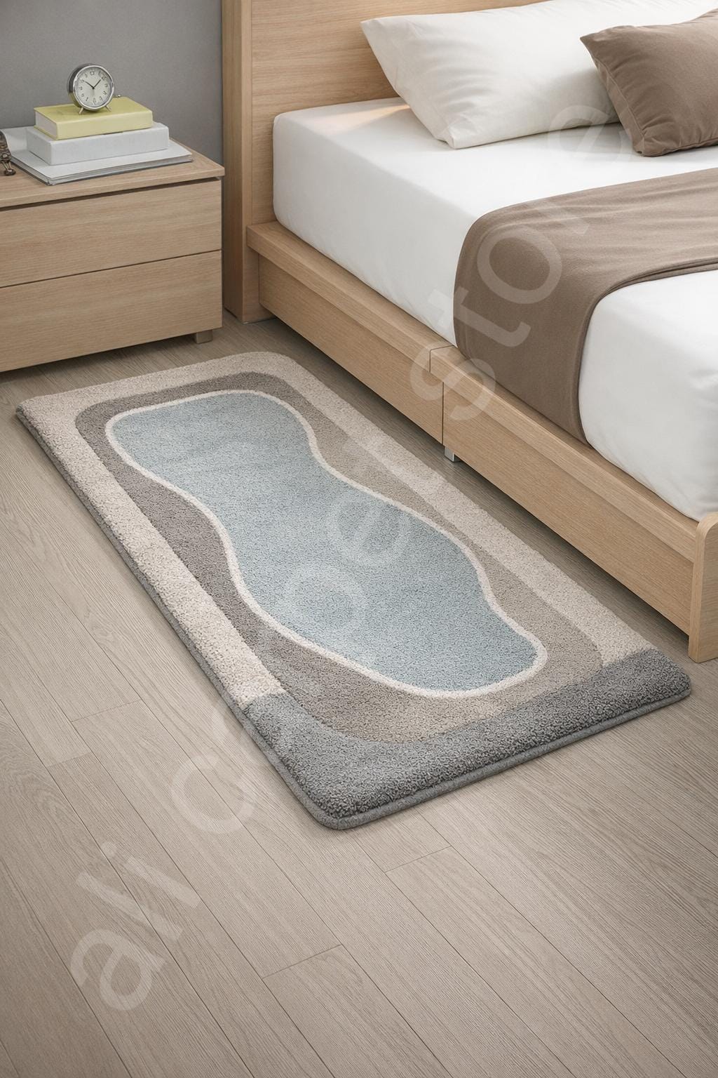 Tapis tufté moderne fait main, tapis de chevet tufté à couche douce de galets
