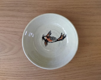 Small bowl, ring dish with hand painted koi fish