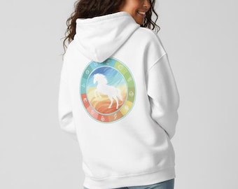 Jahr des Pferdes Hoodie, Minimal Zodiac Pferde Grafik Sweatshirt