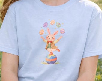 Mädchen Häschen-Ostern-T-Shirt, niedliches Frühlings-Grafik-T-Shirt für Kinder, 100% Baumwolle, klassische Passform