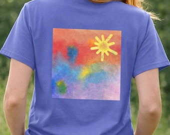 Hand gezeichnetes Sonnen-T-Shirt Minimalistisches Sonnen-Grafik-T-Shirt Unisex-Shirt künstlerisches einfaches Design