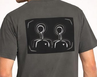 Minimalistische menschliche Figuren T-Shirt, Unisex Konzeptkunst Tee