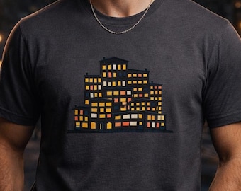 Night City T-Shirt, minimalistisches Grafik-T-Shirt, Streetwear-Shirt, Unisex Geschenk