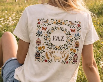 Mittelalterliches besticktes Oster T-Shirt