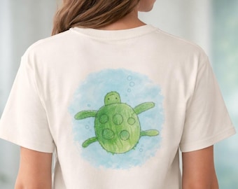 Hand gezeichnetes Seeschildkröten-Grafik-T-Shirt