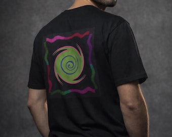 Abstraktes Spiral Grafik T-Shirt - energiegeladenes modernes Kunst T-Shirt