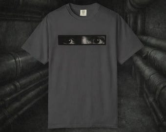 Surveillance Eye Graphic T-Shirt, Cyberpunk Dark T-Shirt, Unisex Minimal Shirt