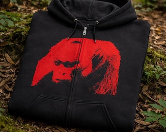 Roter Affe Grafik Hoodie Bold Streetwear Zip Up Unisex Hoodie