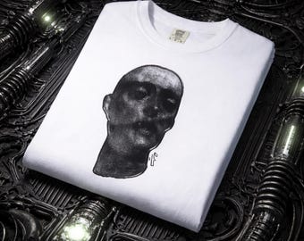Gekörntes Textur-Skizzen-Porträt-T-Shirt | Abstraktes Fine Art Tee