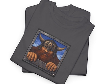 Vintages nordisches Zwergen-Grafik-T-Shirt | Old School Fantasy Illustration | FAZ Schwermetallrahmen Design