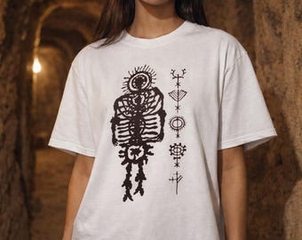 Antikes Symbol-Abbildung-T-Shirt Minimaler okkulter Art-Grafik-T-Stück, Komfortfarben