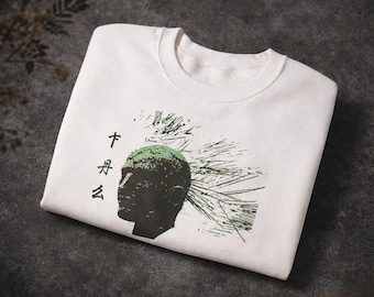 Quiet Form Sweatshirt - Abstrakte Gesichtsgrafik, Unisex Minimal Artwear