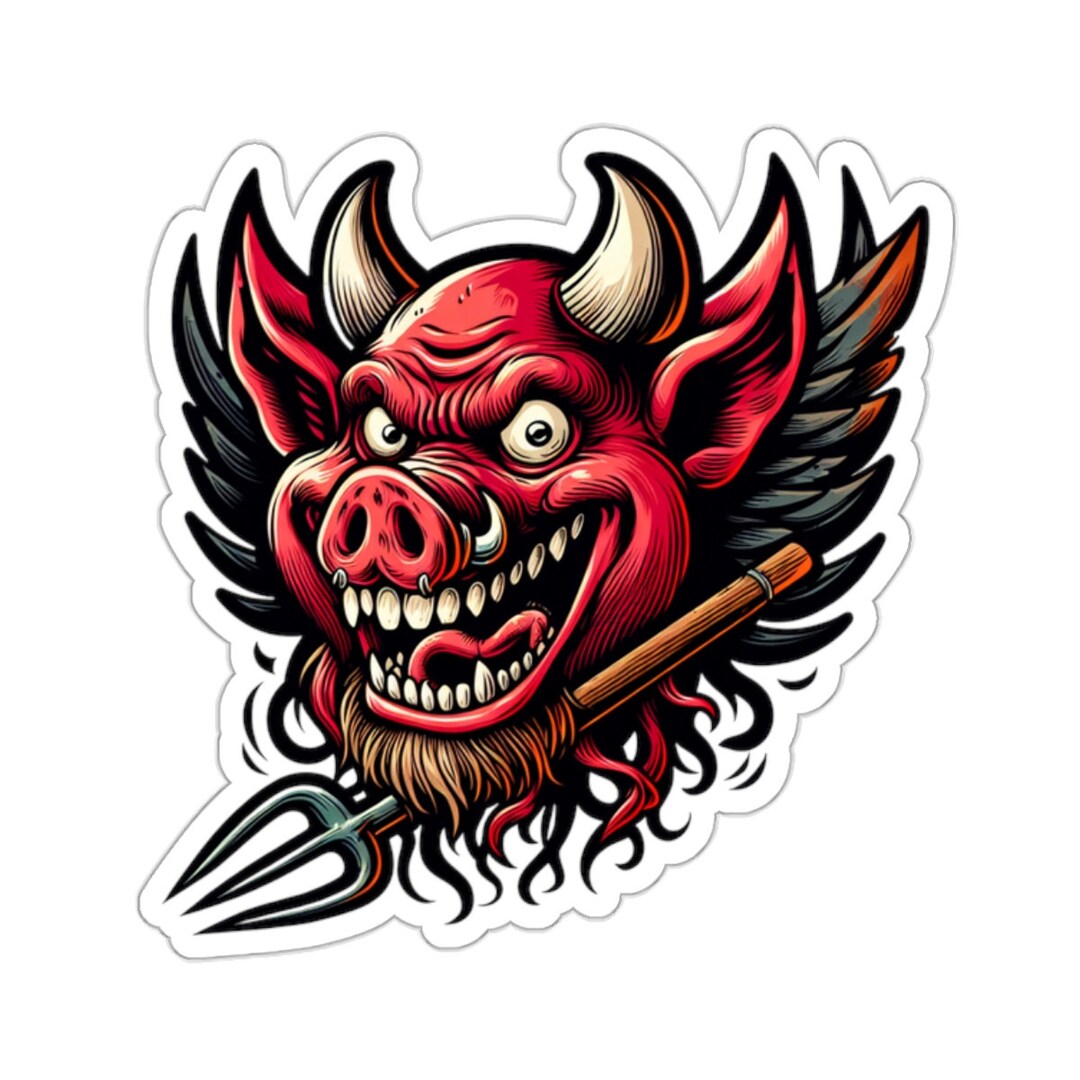 Evil Hog Kiss-cut Stickers Garage, Car, Motorcycle, Rock N Roll ...