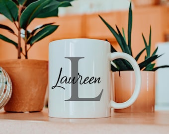 Monogram Initial Name Mug, Customized Name Mug, Coffee Mug, Personalized Mug, Custom Gift, Birthday Gift, Christmas Gift, Holiday Gift